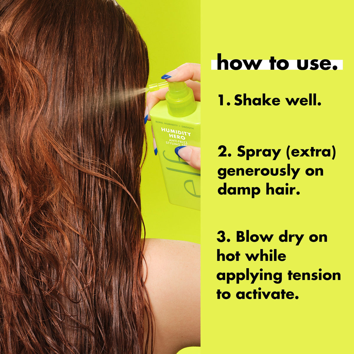 How to use Humidity Hero Anti Frizz Spray in 3 Steps