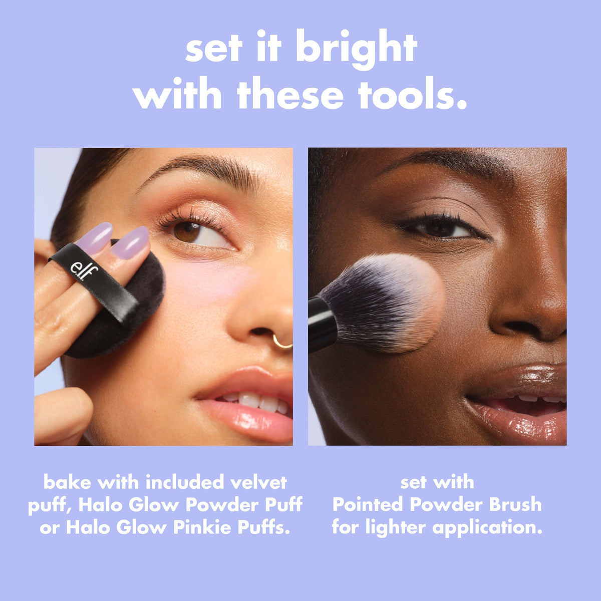 Pair Set It Bright Loose Setting Powder with Powder Puff and Pointed Powder Makeup Brush