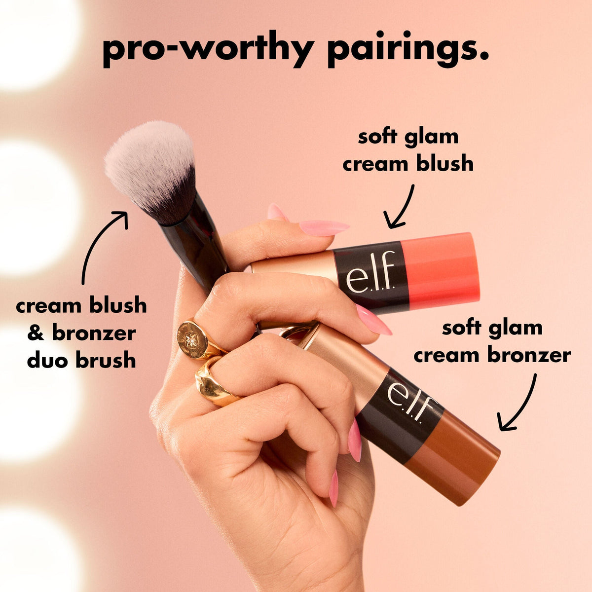 Pair the Soft Glam Cream Blush with the Cream Bronzer and Duo Brush